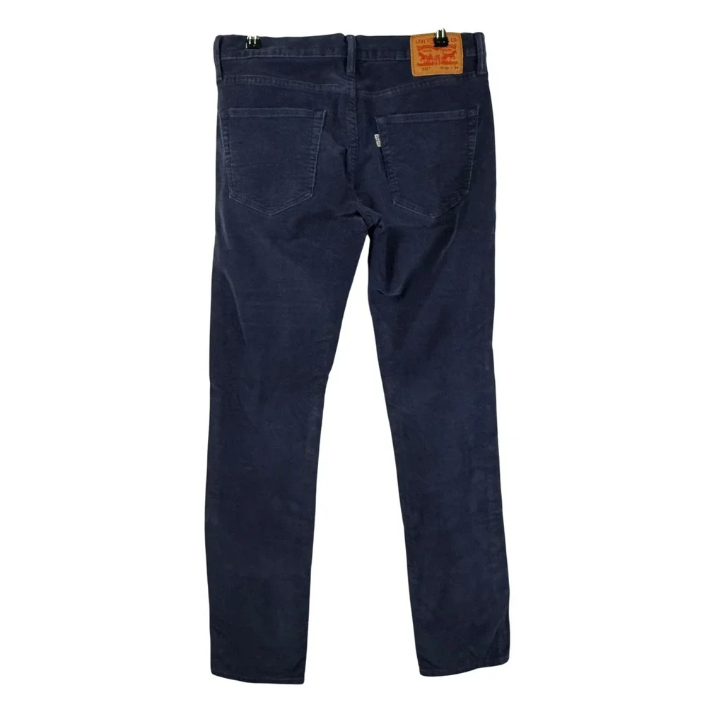 Levis‎ 511 Slim Fit Fine Wale Corduroy Pants Mens 32x34 Navy Blue Stretch